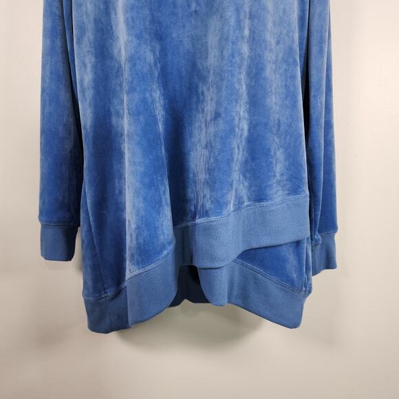 Denim & Co. Active Women Velour Pullover Sweatshirt Rib Trim Blue Medium A346271 - Picture 6 of 10